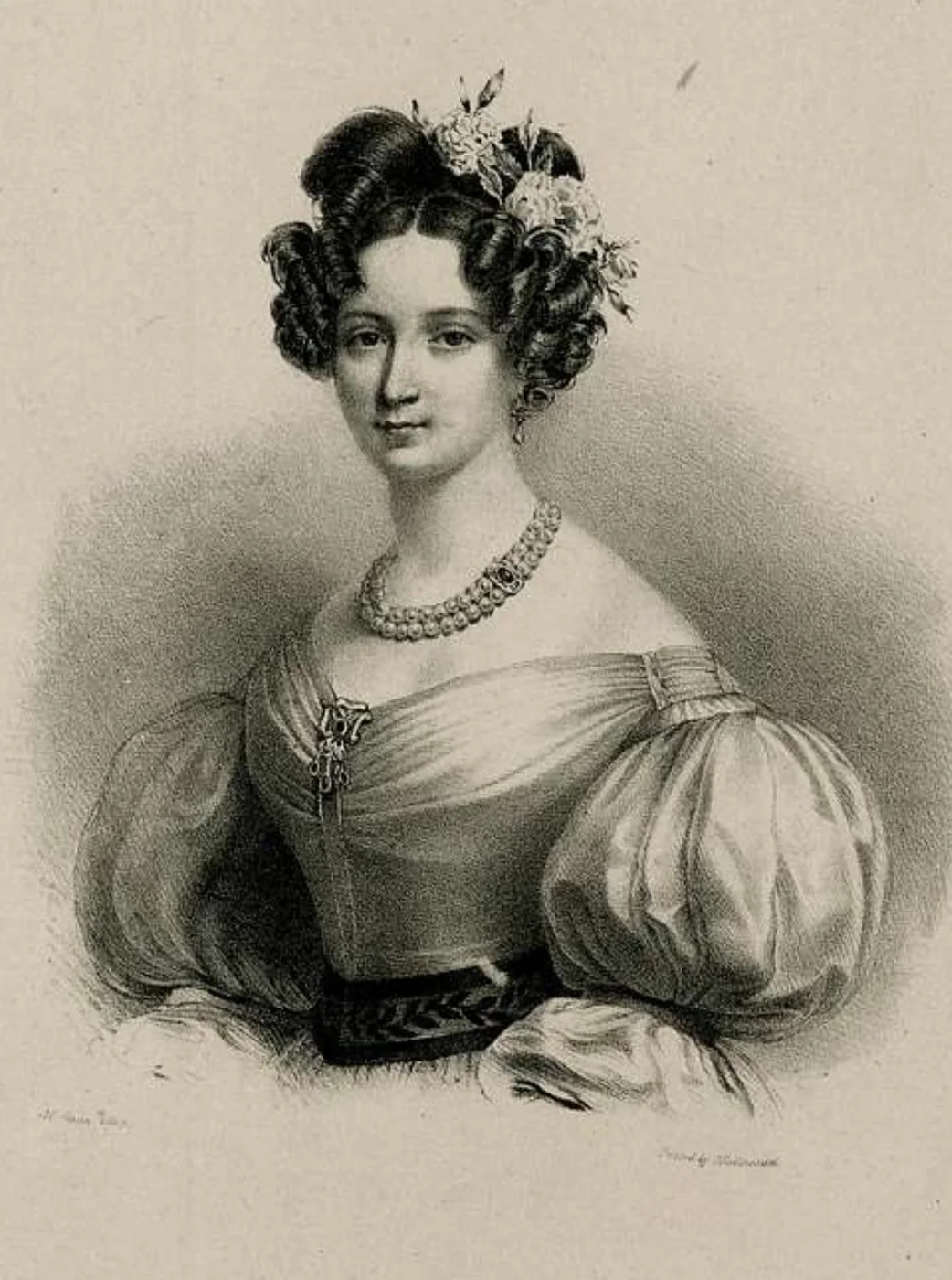 An 1831 portrait of Marie Taglioni from The Musical Gem.